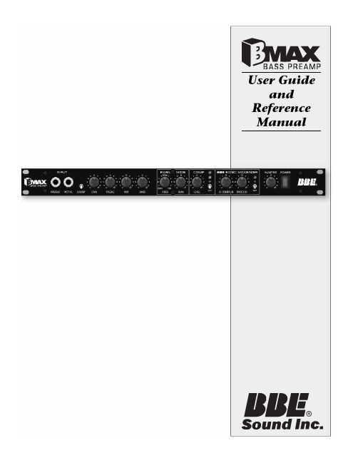 BBE BMAX Bass Guitar Pre-amp 用户指南与参考手册说明书