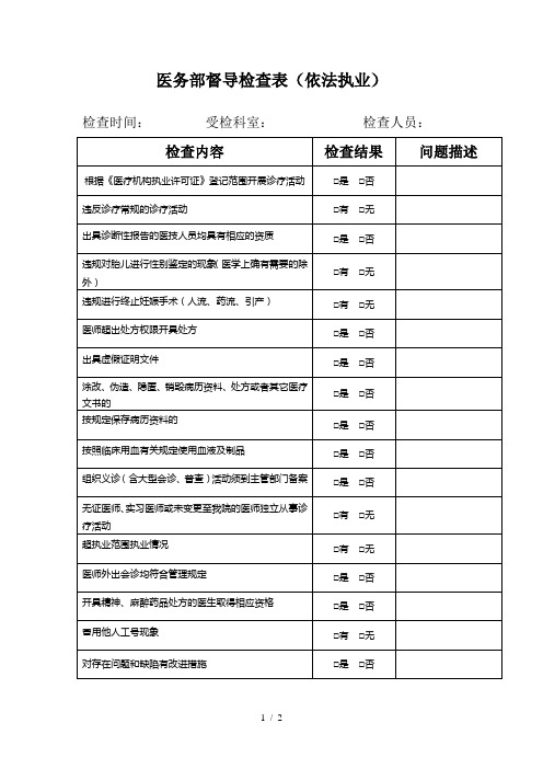 依法执业督查表格(最新体现持续改进)