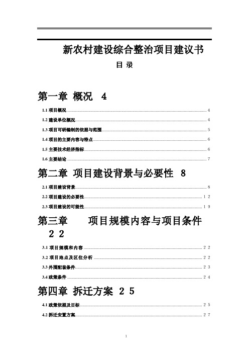 新农村建设项目可行性研究报告(完整版)