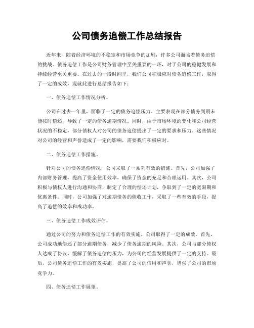 公司债务追偿工作总结报告