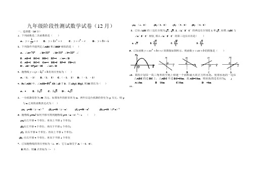 九年级阶段性测试数学试卷(12月)