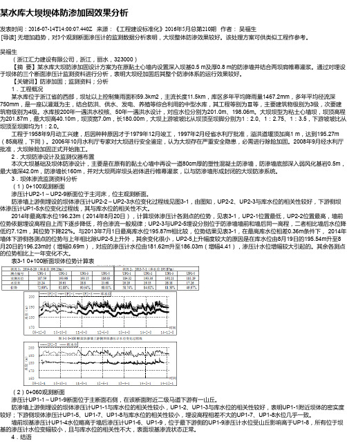 某水库大坝坝体防渗加固效果分析