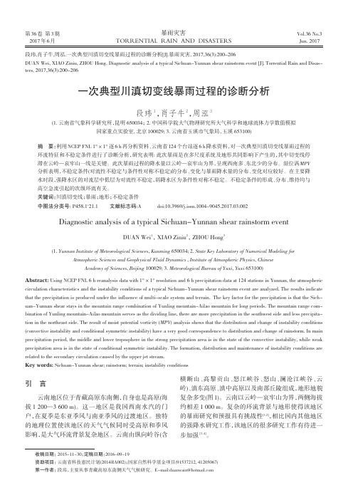 一次典型川滇切变线暴雨过程的诊断分析