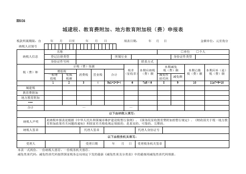 城建税、教育费附加、地方教育附加税费)申报表