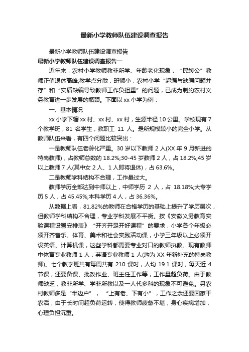 最新小学教师队伍建设调查报告