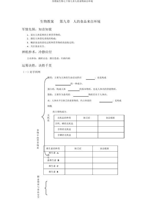 苏教版生物七下第九章人的食物来自环境