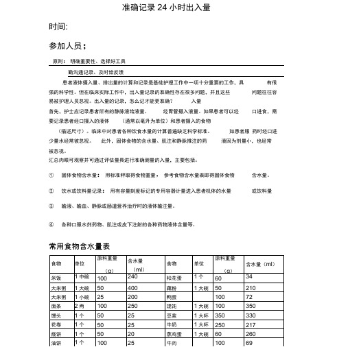 准确记录24小时出入量