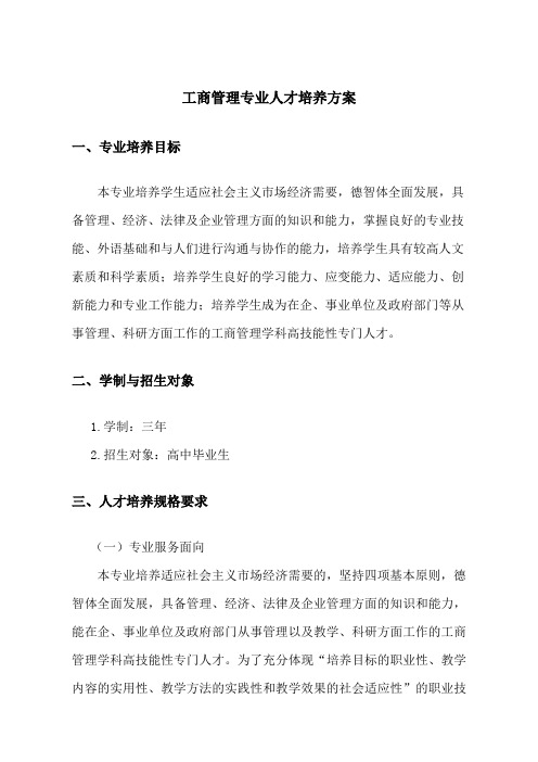 工商管理专业人才培养方案