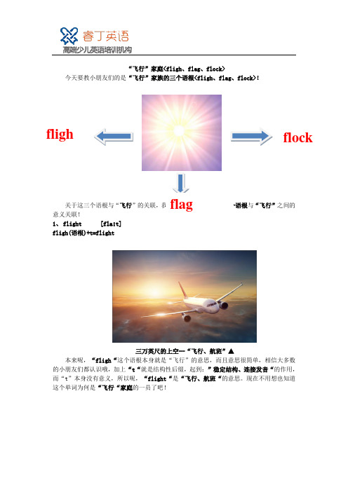 睿丁英语一阶扩展课程fligh、flag、flock的用法及家族释义