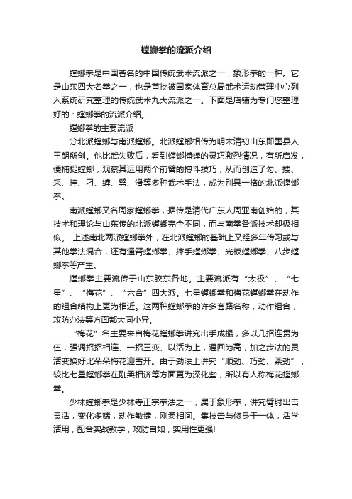 螳螂拳的流派介绍