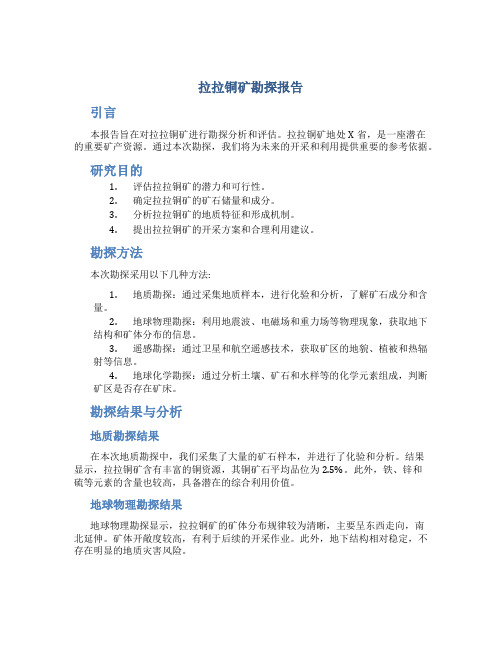 拉拉铜矿勘探报告