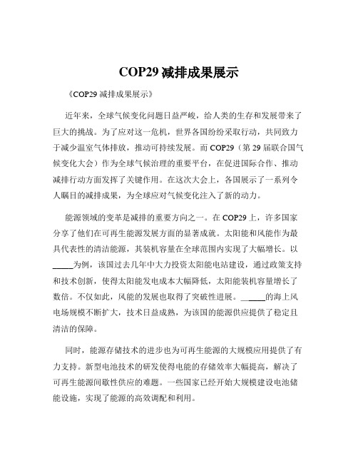 COP29减排成果展示