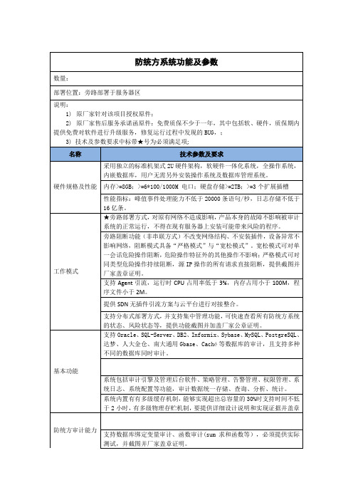 防统方系统功能及参数