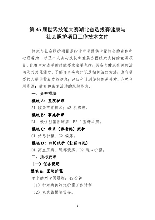 第45届世界技能大赛健康与社会照护项目-湖北省职业技能鉴定指导中心