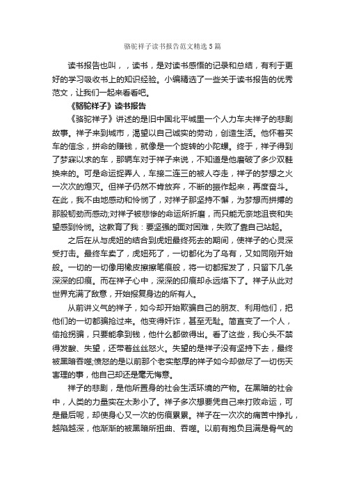 骆驼祥子读书报告范文精选5篇_学习总结_