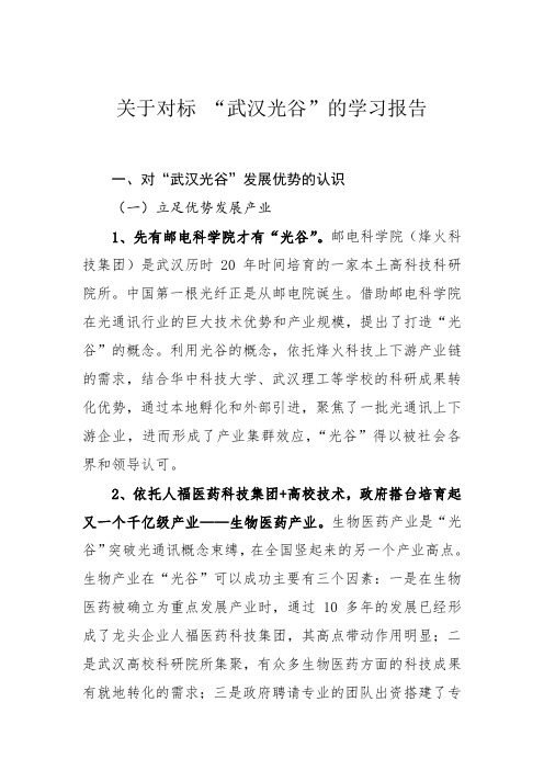 关于武汉光谷对标学习报告