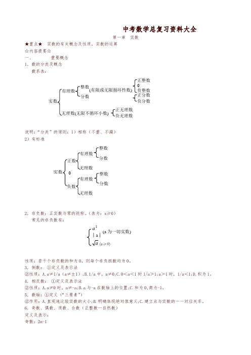 中考数学知识点复习 总复习资料大全(精华版)-精编