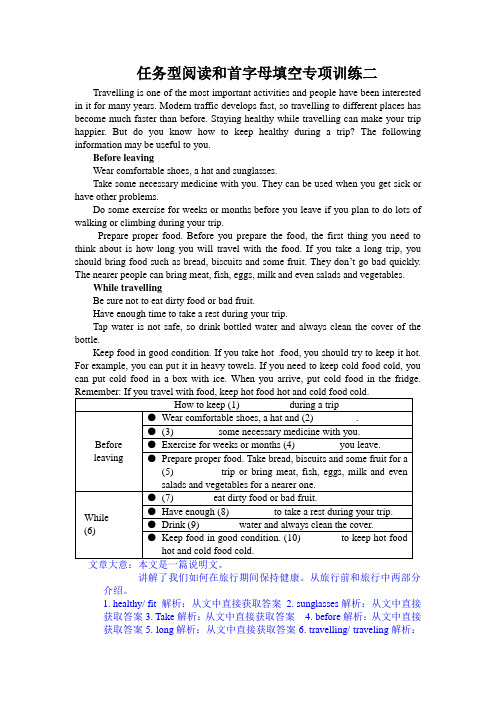 任务型阅读和首字母填空专项训练二