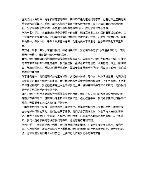 小学生护林行动,成就环保小先锋