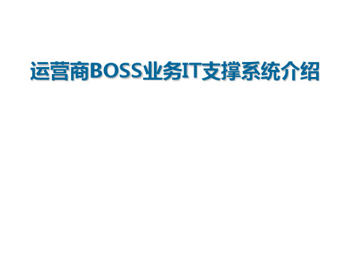 运营商BOSS业务IT支撑系统介绍