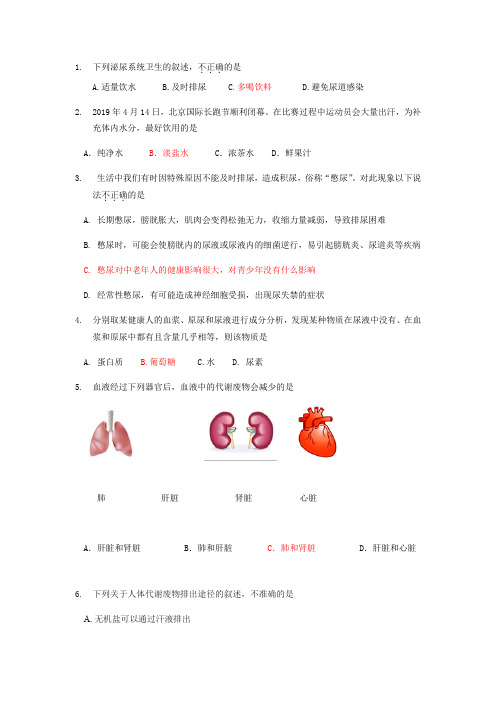 泌尿系统期末练习题  大部分有答案