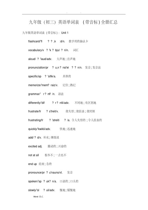 九年级（初三年级）英语单词表（带音标）（全册）汇总_extract