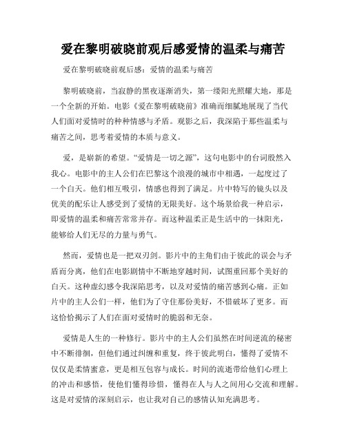 爱在黎明破晓前观后感爱情的温柔与痛苦