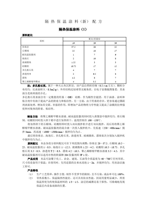 隔热保温涂料(新)配方