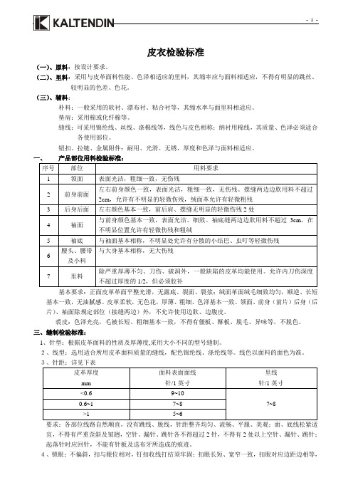 皮衣检验标准