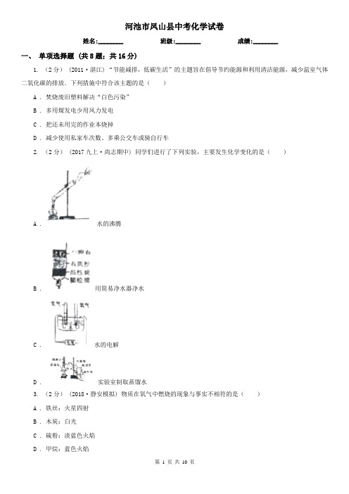 河池市凤山县中考化学试卷