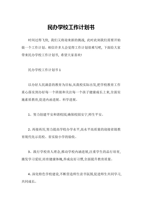 民办学校工作计划书1