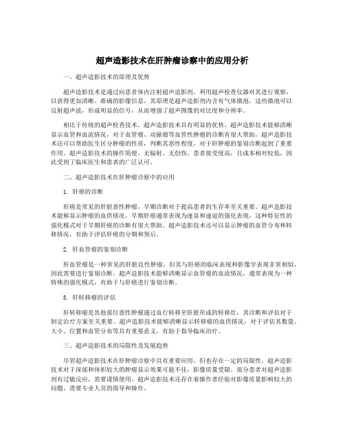 超声造影技术在肝肿瘤诊察中的应用分析