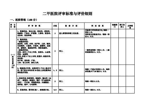 二甲医院评审标准与评价细则