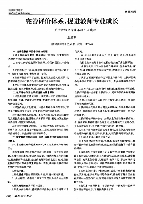 完善评价体系,促进教师专业成长——关于教师评价改革的几点建议