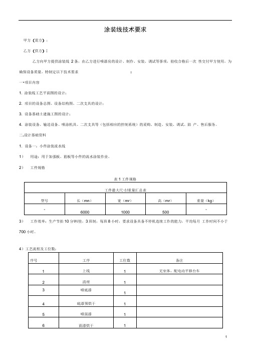 涂装线技术要求