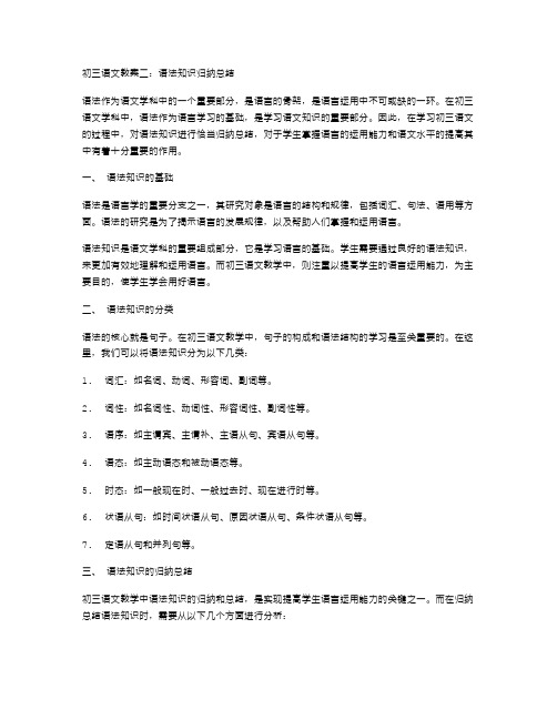 初三语文教案二：语法知识归纳总结