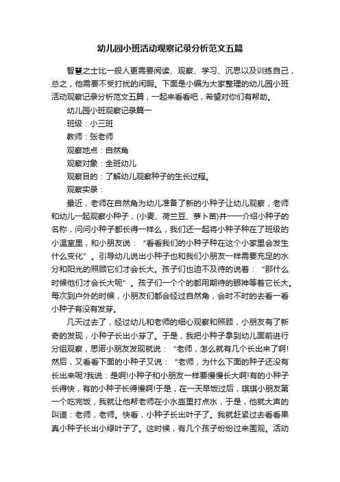 幼儿园小班活动观察记录分析范文五篇