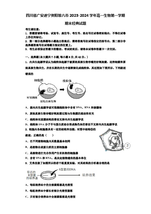 四川省广安遂宁资阳等六市2023-2024学年高一生物第一学期期末经典试题含解析