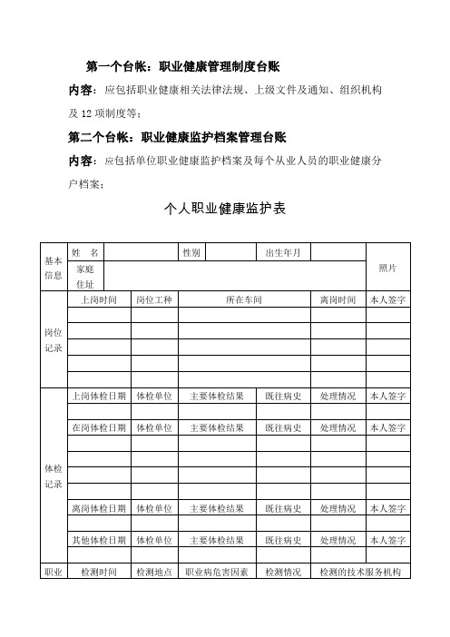 职业健康七个台账