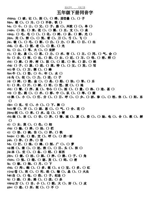 五年级下册同音字