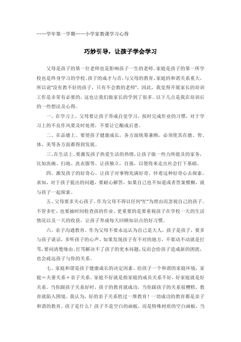 家长学校课堂学习心得(巧妙引导-让孩子学会学习)4