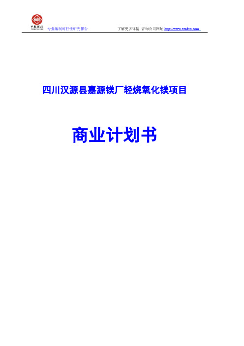 四川汉源县嘉源镁厂轻烧氧化镁项目商业计划书