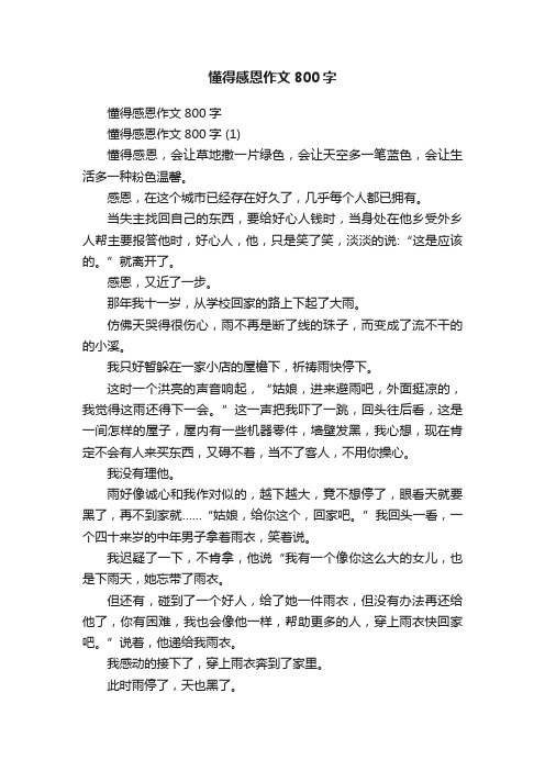 懂得感恩作文800字