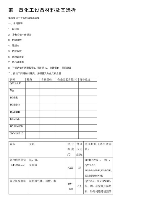 第一章化工设备材料及其选择