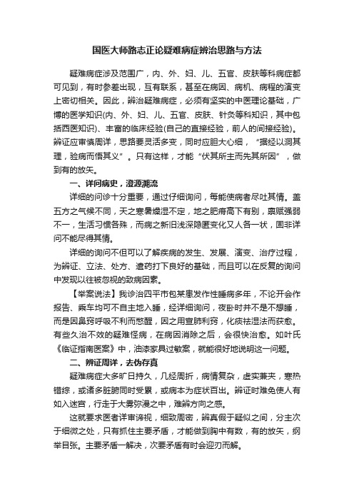 国医大师路志正论疑难病症辨治思路与方法