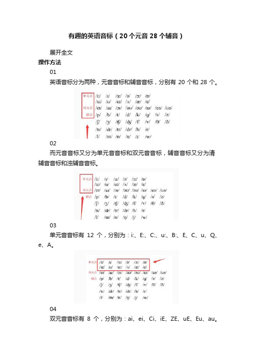 有趣的英语音标（20个元音28个辅音）