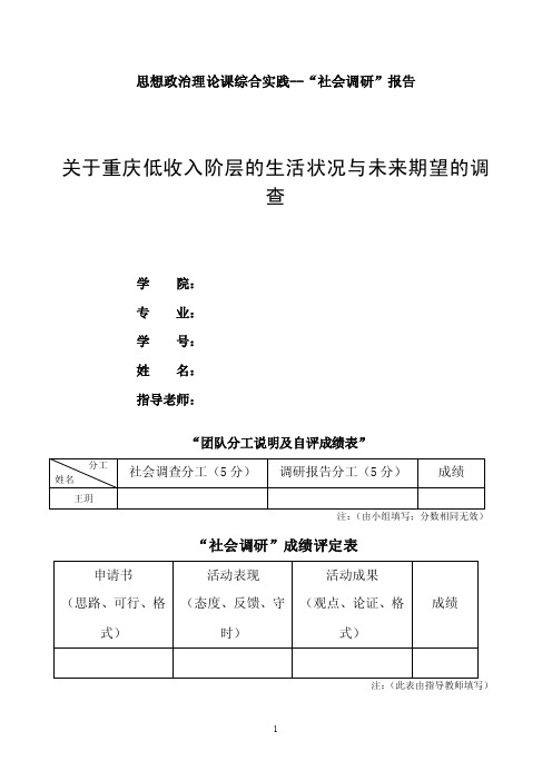 关于重庆低收入阶层的生活状况与未来期望的调查.doc