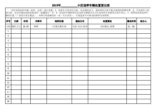 物业违停车辆处置登记表