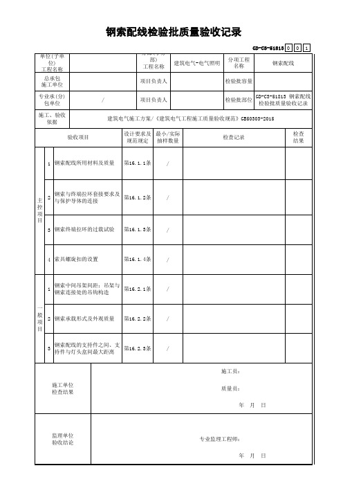 GD-C3-51813 钢索配线检验批质量验收记录