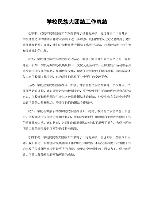 学校民族大团结工作总结